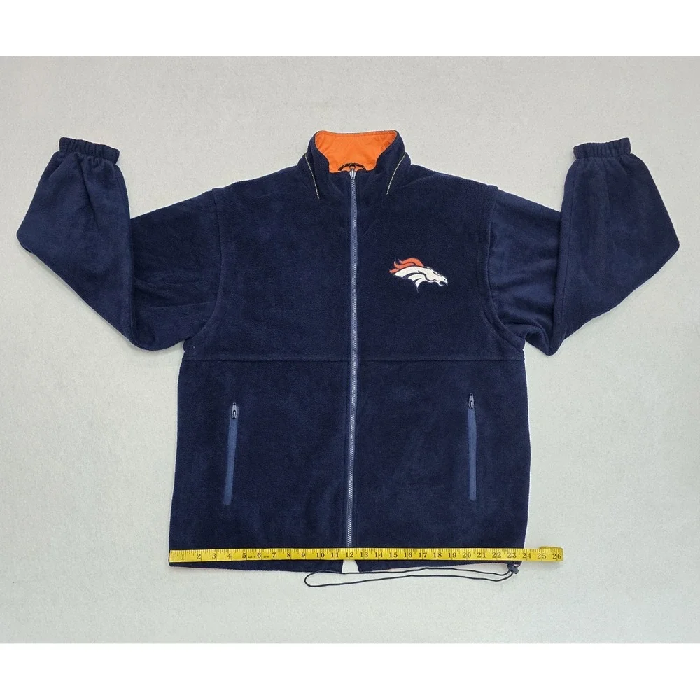 Denver Broncos Reversible Jacket Vest Zip Off Sleeves Navy Orange Mens XL